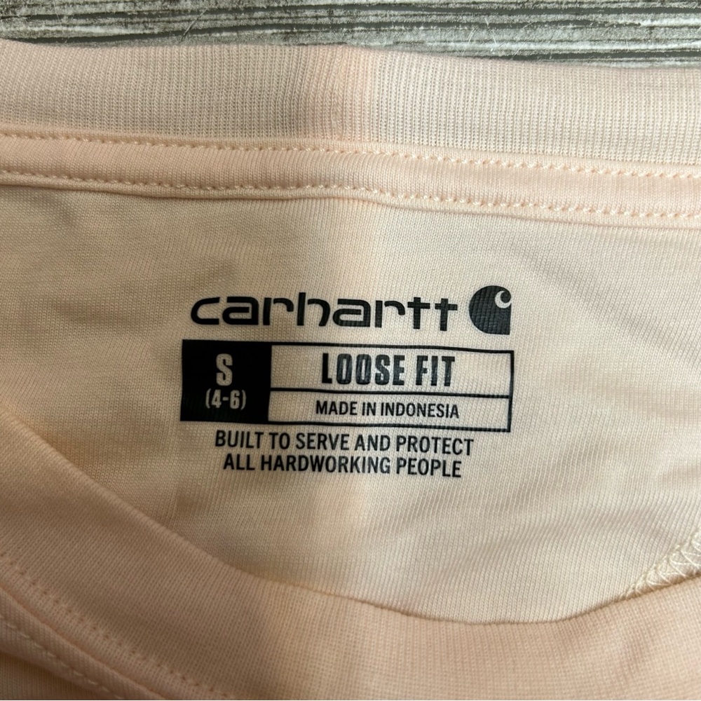 Carhartt Light Peach Loose Fit Long Sleeve T-shirt Top Size S - Picture 4 of 6